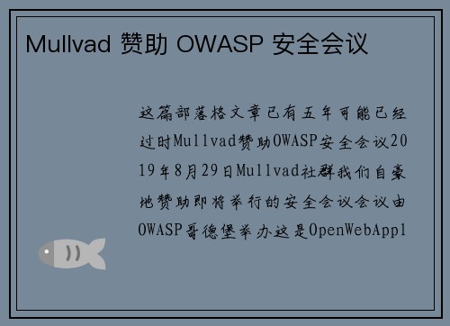 Mullvad 赞助 OWASP 安全会议 